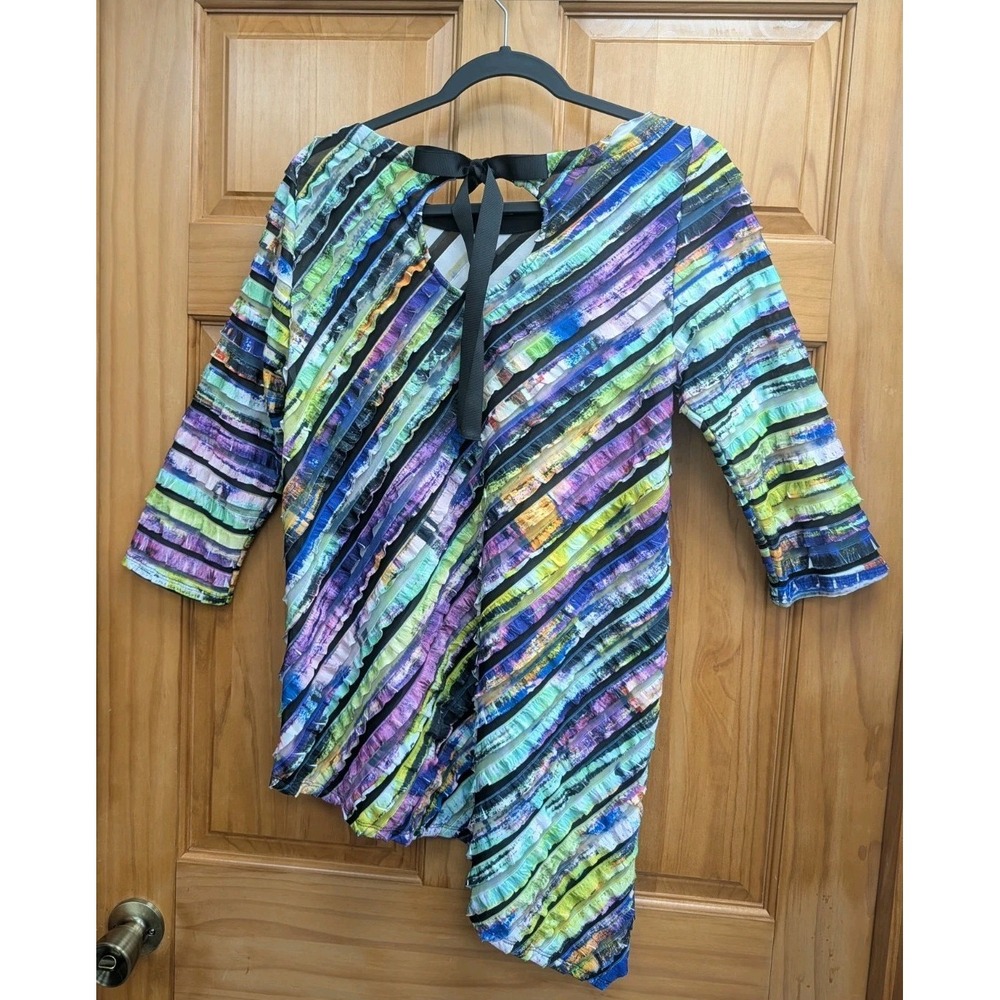 IC By Connie K Women's Medium 3/4 Sleeves Blouse A Symmetrical Hem Pullover - Picture 2 of 8